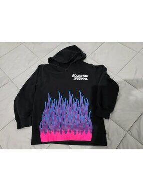 Rockstar Original Girls size 8 purple Pink Flames Hoodie